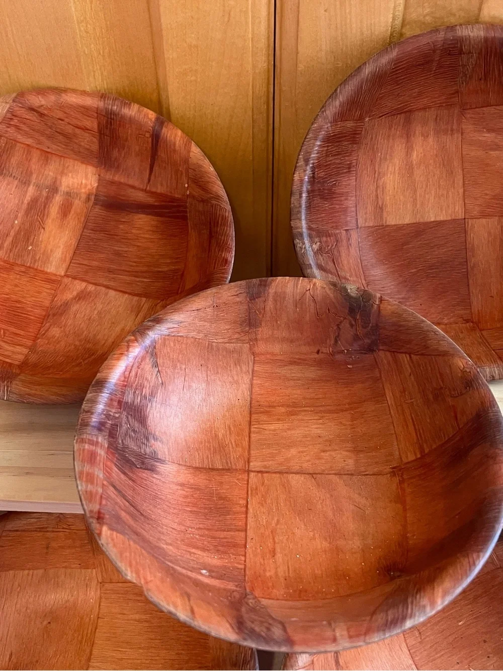 MCM Woven Wood Bowls